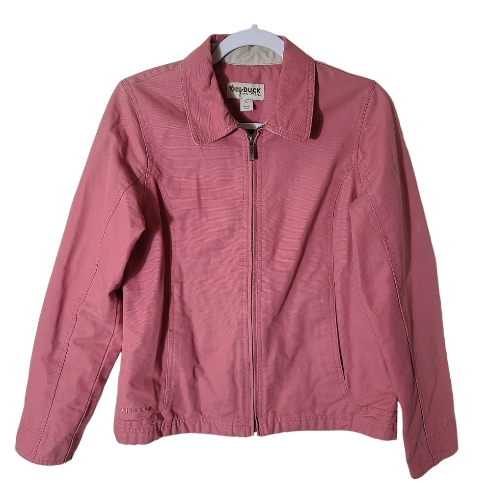 Dri Duck for Her Laurel Women's Canvas zip front jacket Salmon pink size Small